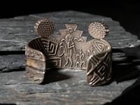 Tufa Cast Silver and Lapis Cuff Bracelet