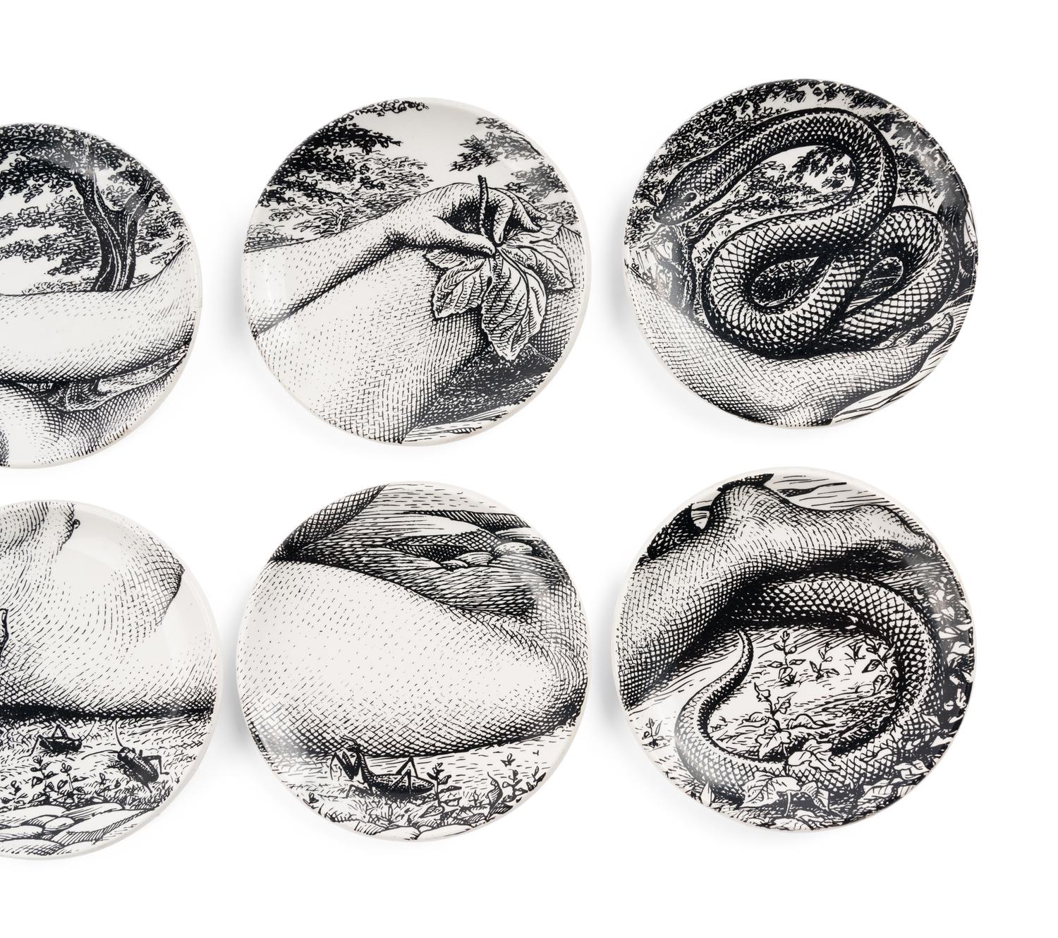 Set of Eight Eve Coasters Fornasetti Milano, Italy