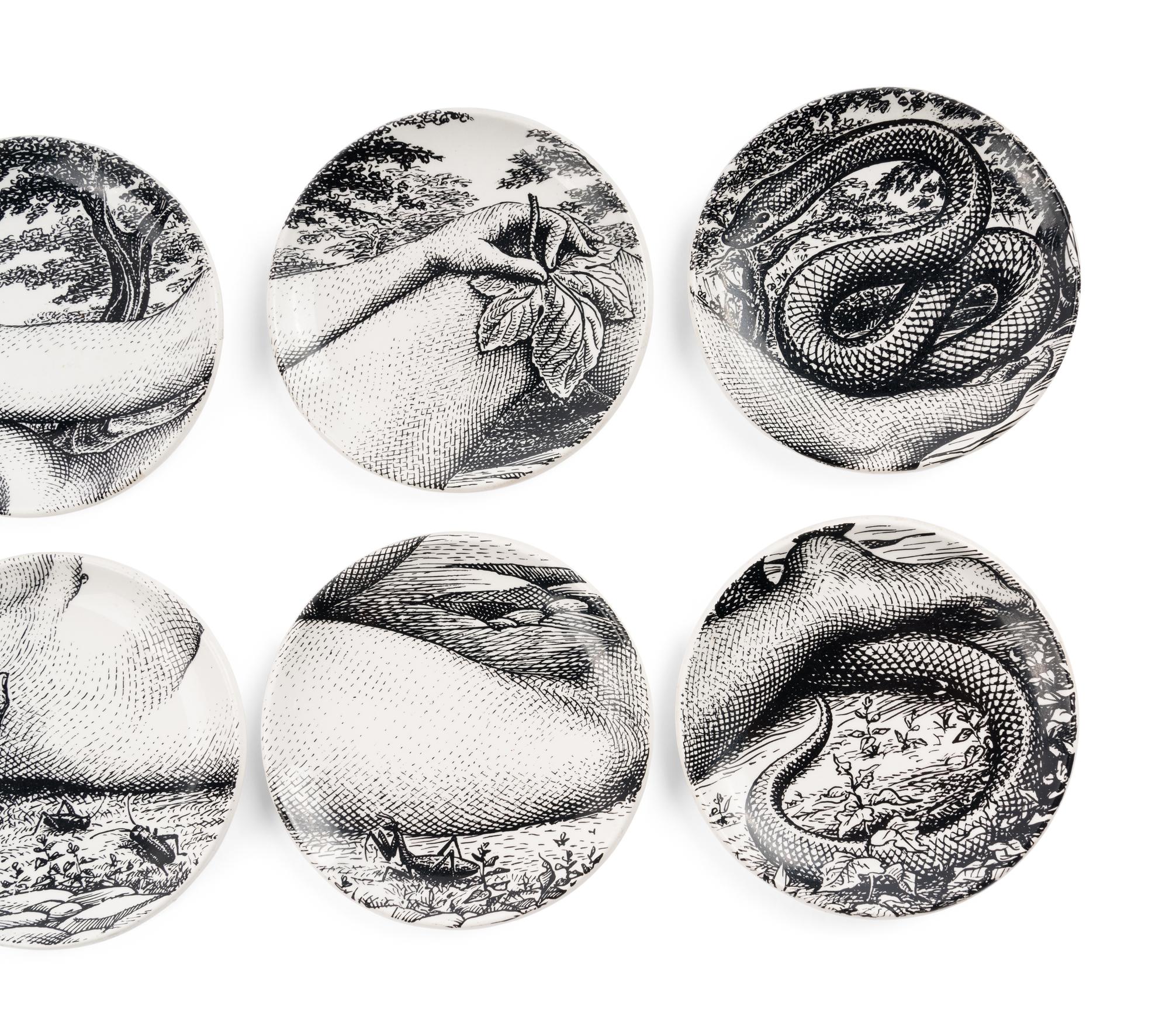 Set of Eight Eve Coasters Fornasetti Milano, Italy