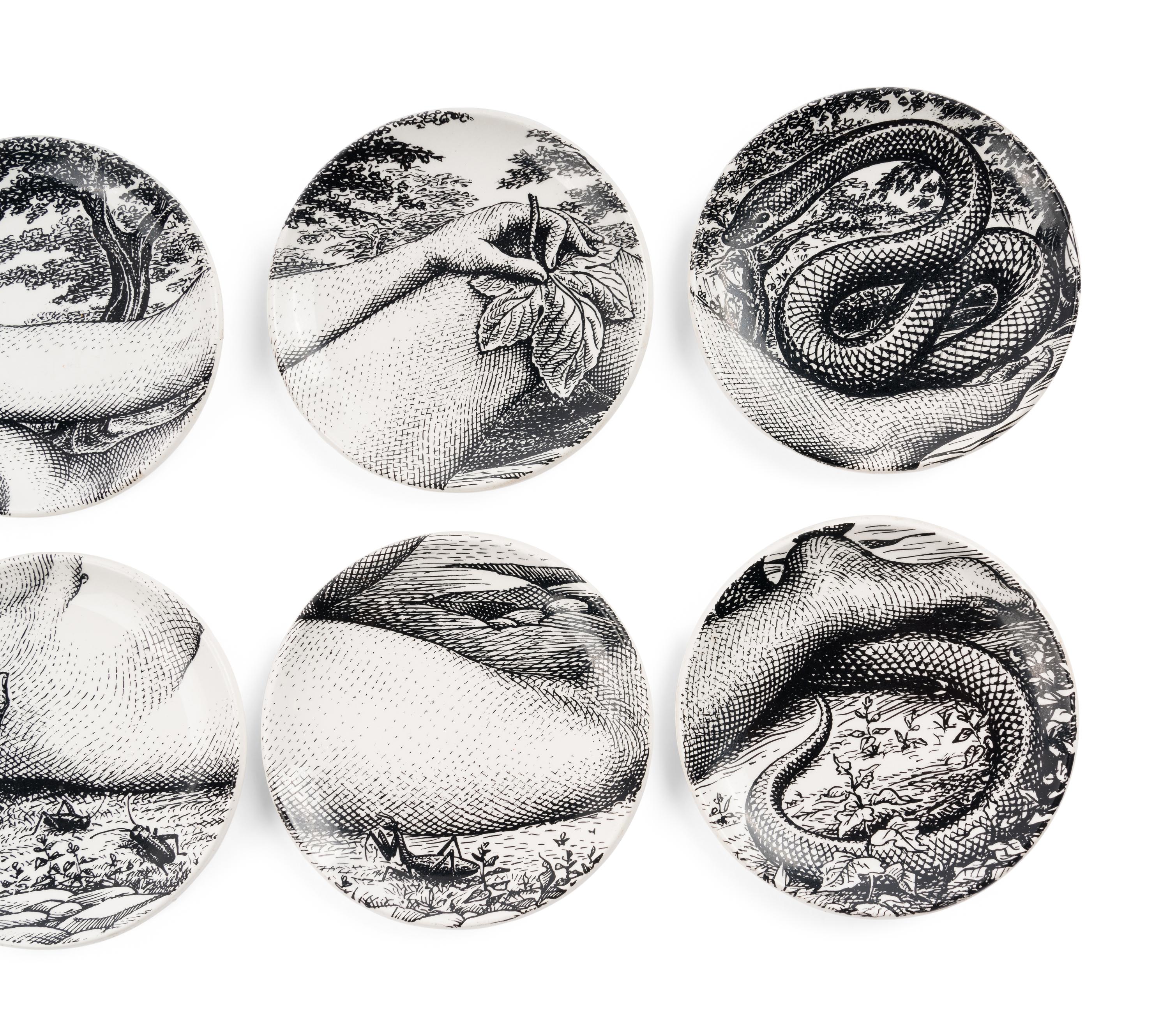 Set of Eight Eve Coasters Fornasetti Milano, Italy
