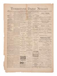 [OUTLAWS & LAWMEN]. Wyatt Earp appointed Deputy US Marshal in Tombstone Daily Nugget . Vol. 3, No. 394. Tombstone, Arizona Territory. 3 January 1882.