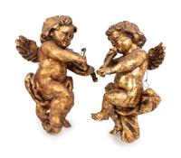 A Pair of Giltwood Putti Figures