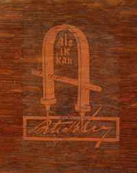 Chalet desk with rare original woven basket gustav stickley (1858-1942), eastwood, ny, 1902-1903