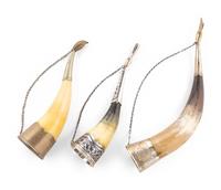 Three Russian Silver Mounted Drinking Horns