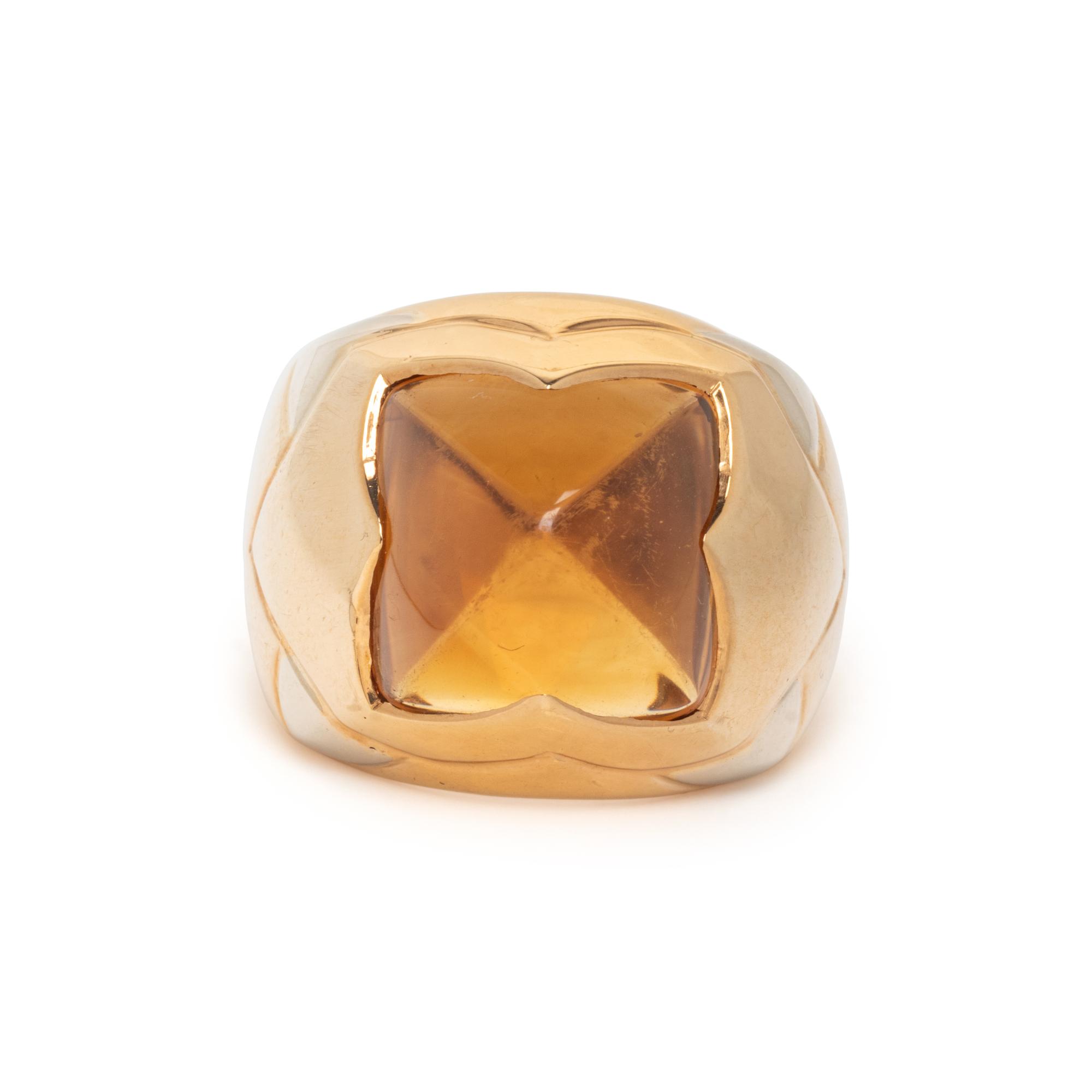BULGARI, CITRINE AND BICOLOR GOLD 'PIRAMIDE' RING