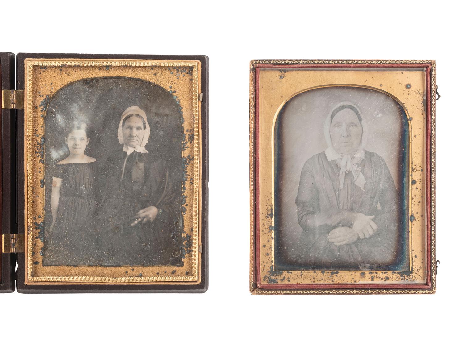 [EARLY PHOTOGRAPHY]. 14 half plate and quarter plate daguerreotypes featuring women and children.