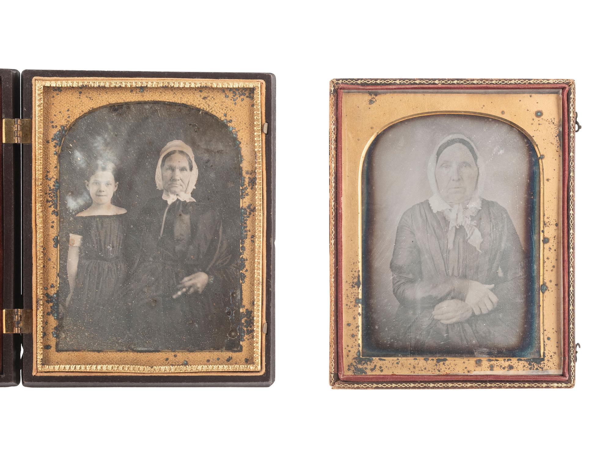 [EARLY PHOTOGRAPHY]. 14 half plate and quarter plate daguerreotypes featuring women and children.