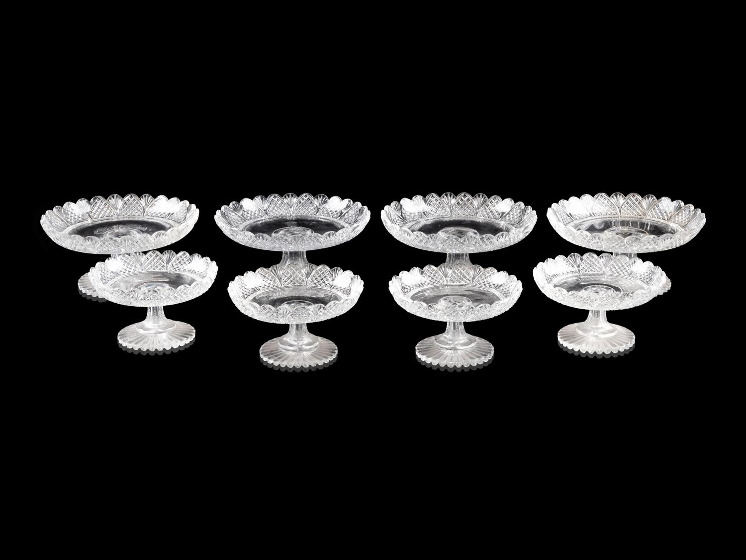 Eight Cut-Glass Cake Stands