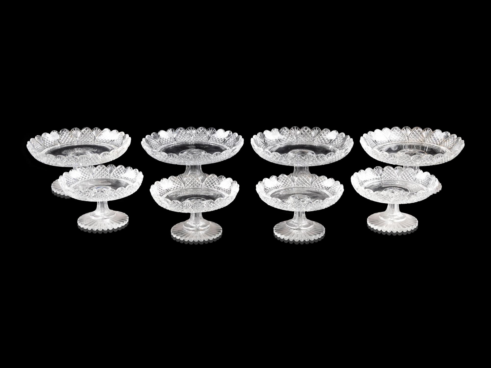 Eight Cut-Glass Cake Stands