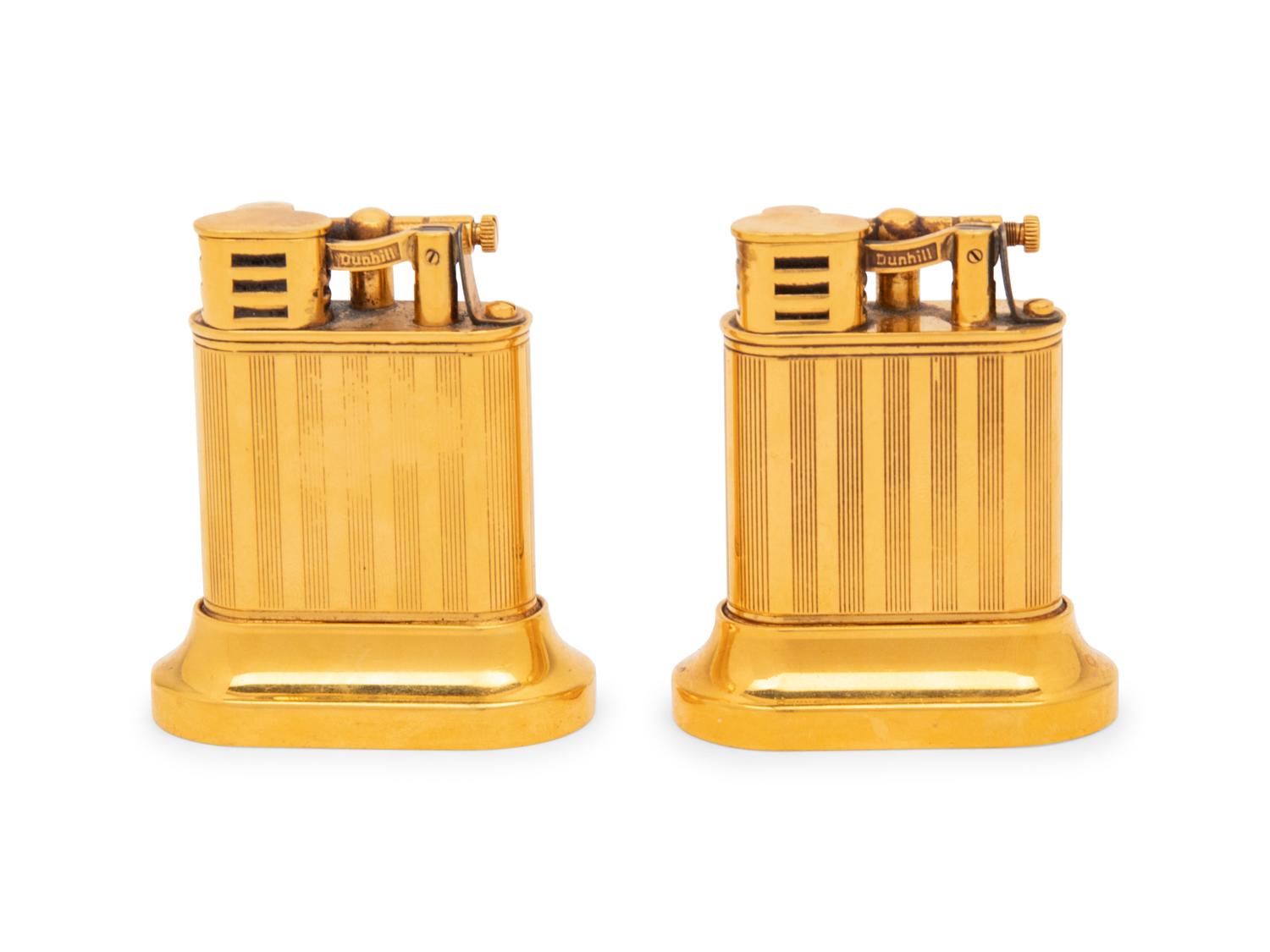 Dunhill, Two Gold-Tone Table Lighters