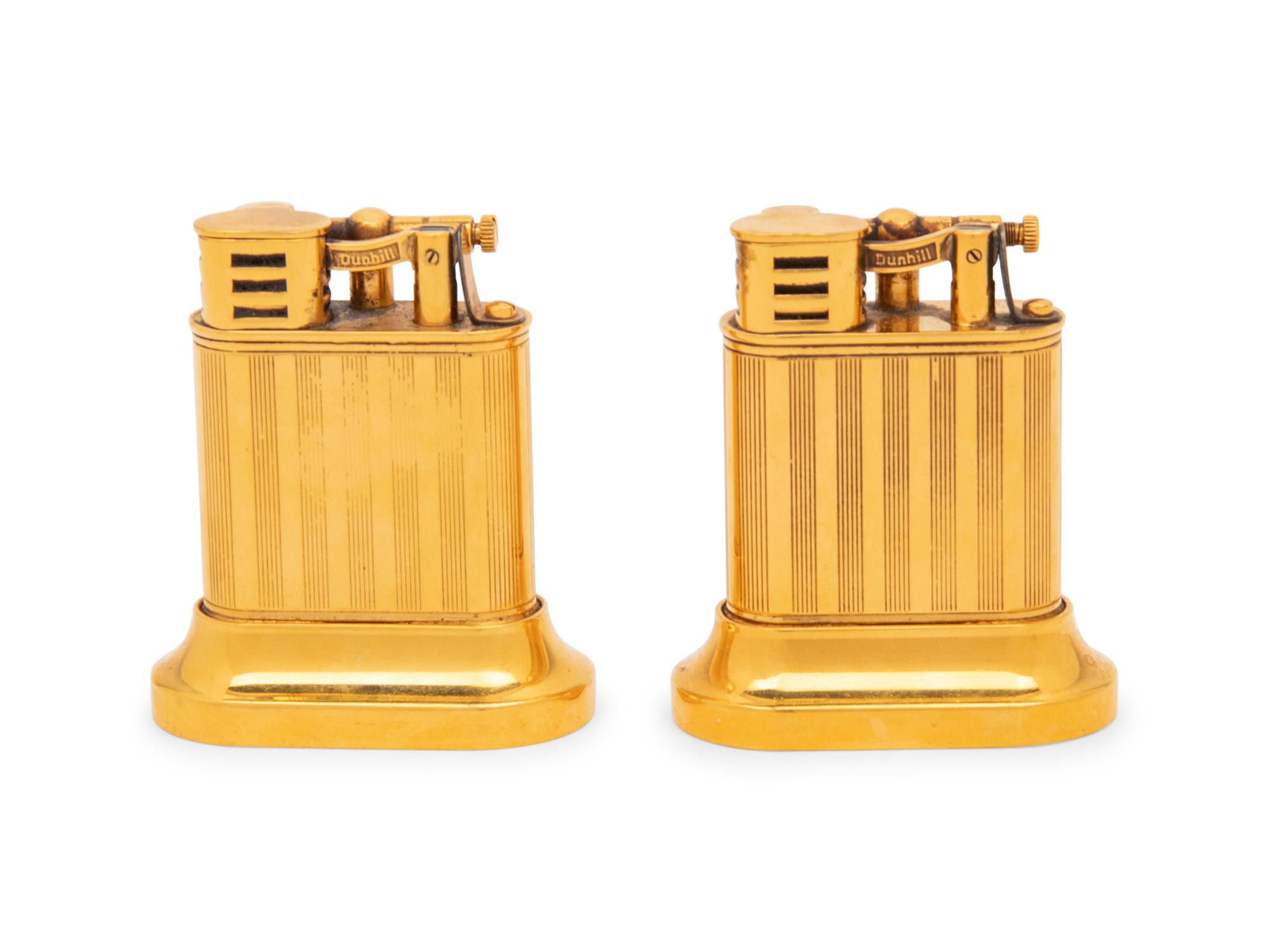 Dunhill, Two Gold-Tone Table Lighters