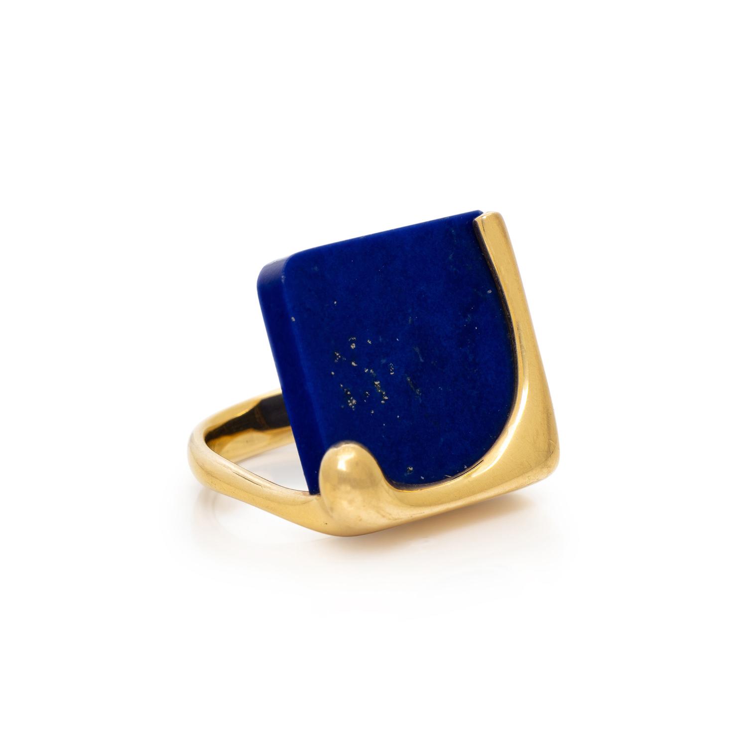 TIFFANY & CO., ELSA PERETTI, LAPIS LAZULI AND YELLOW GOLD 'SPLASH' RING