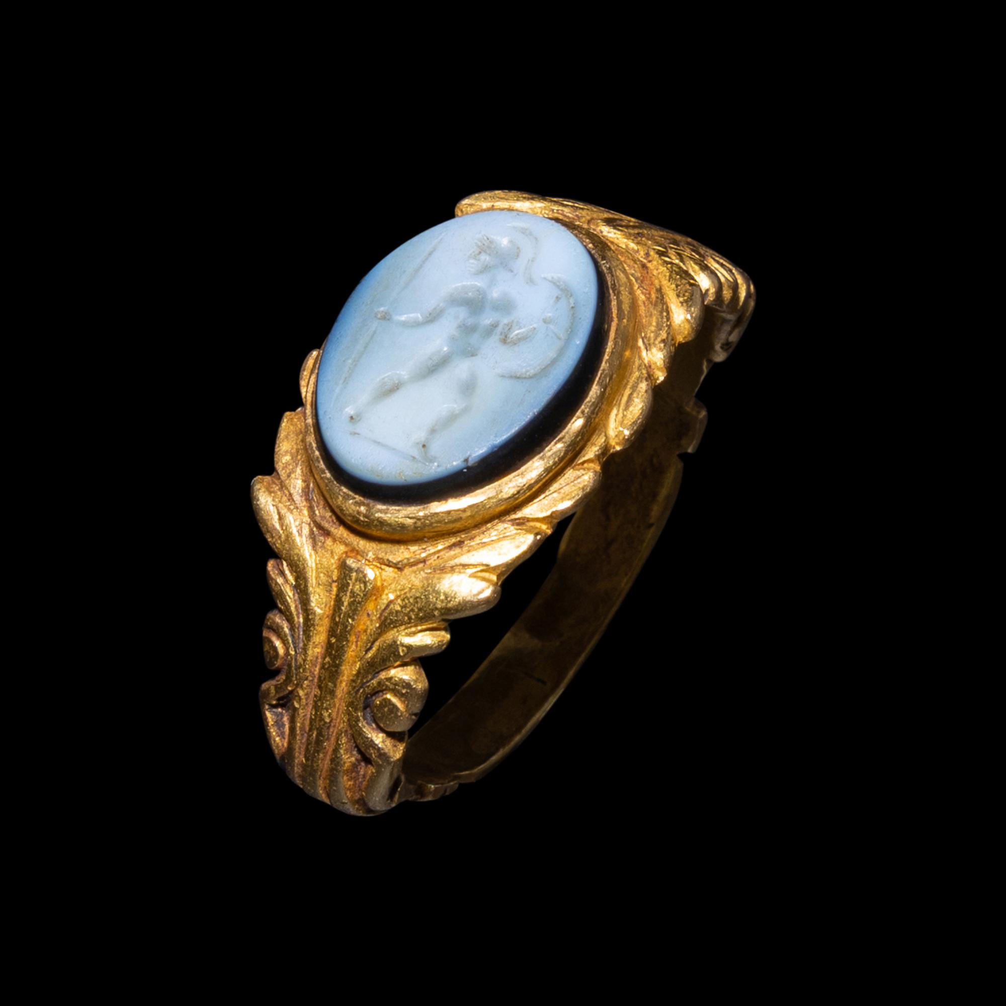 A Roman Gold and Nicolo Ring with Mars