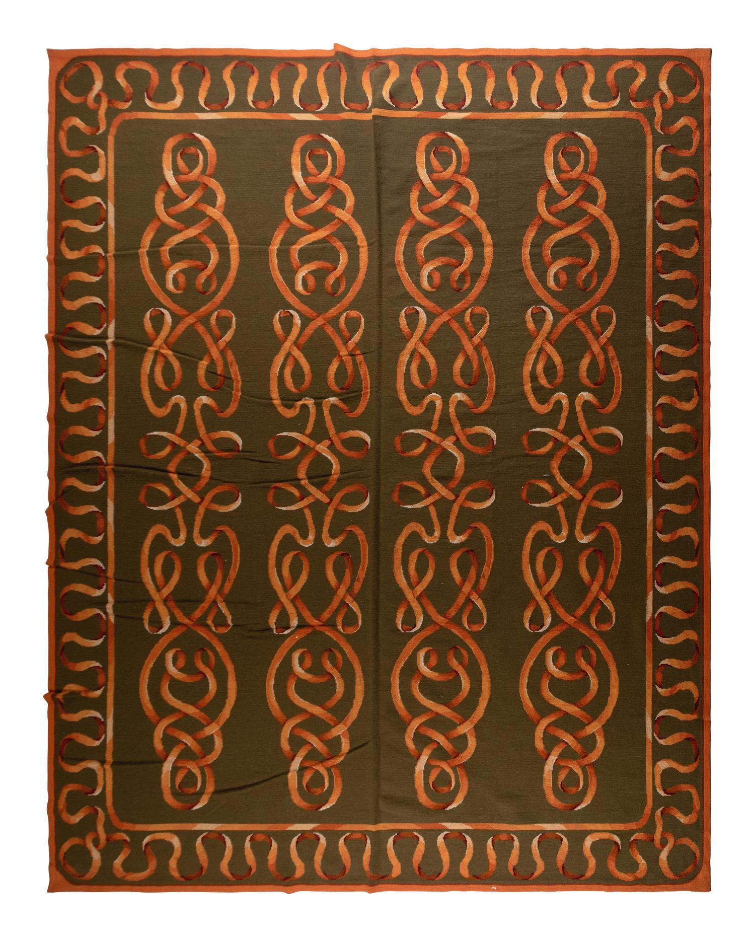 A Ribbon-Motif Chain Stitch Rug