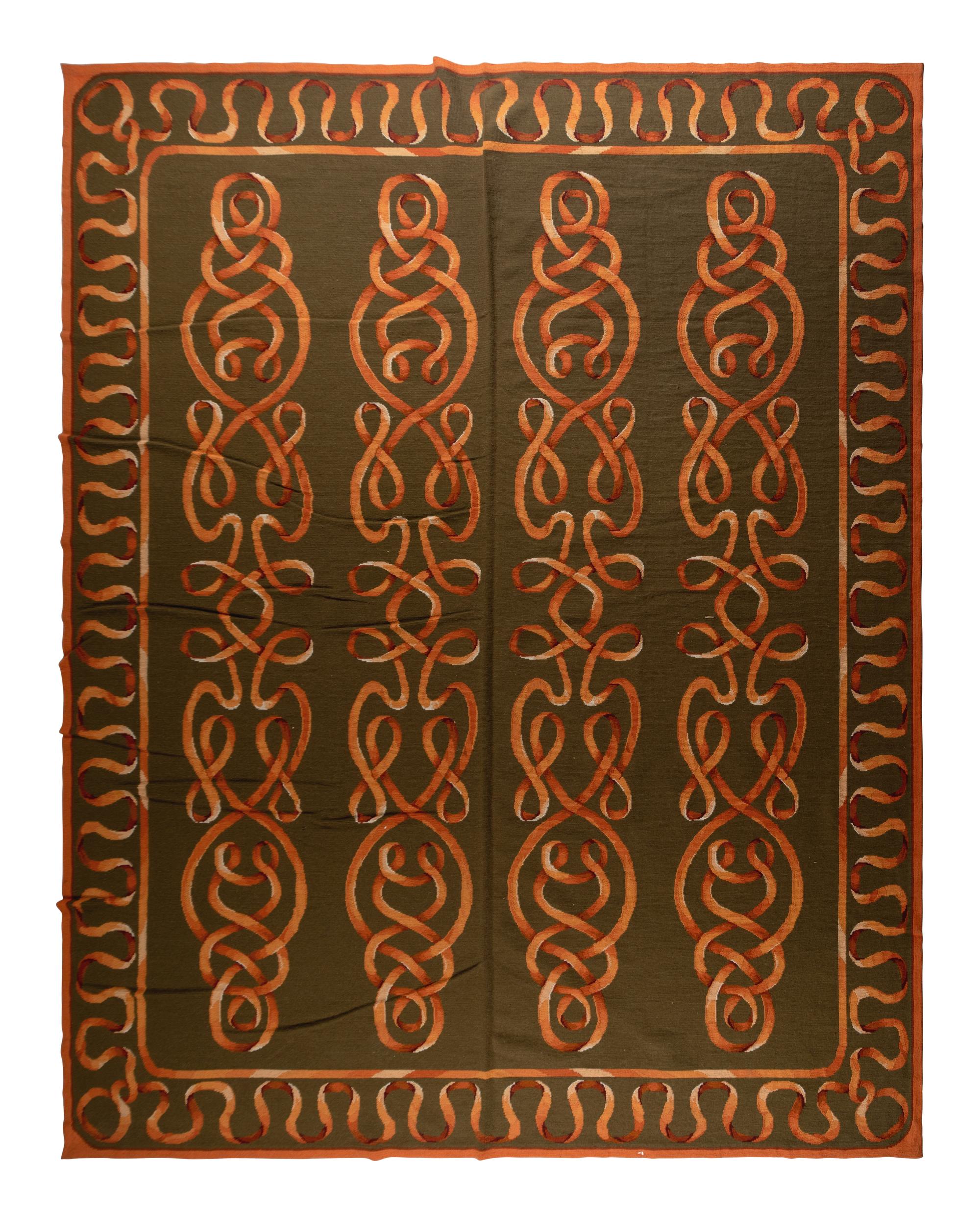 A Ribbon-Motif Chain Stitch Rug