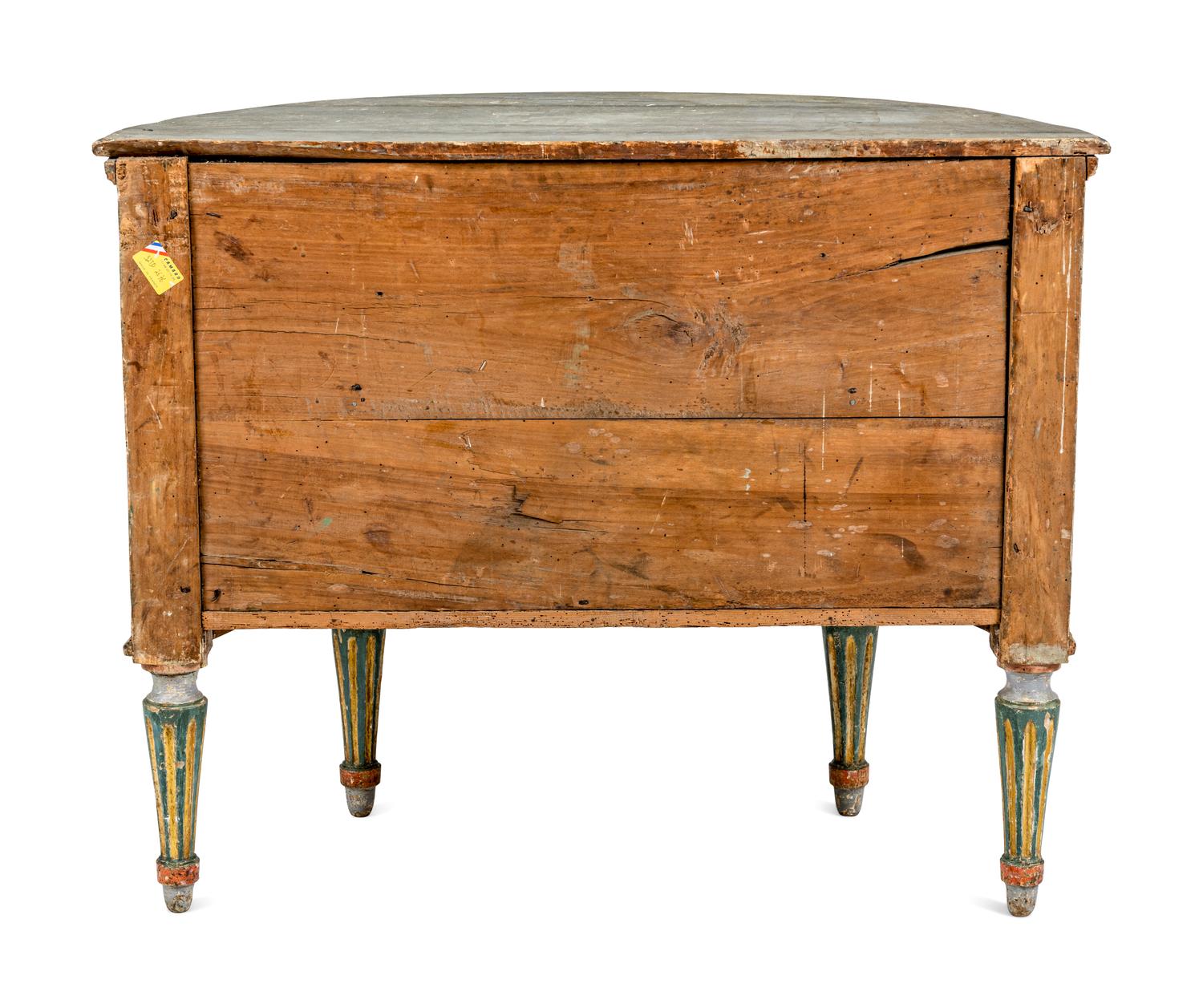 A North Italian Polychrome Painted Demilune Commode