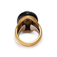 DIAMOND, CORAL, AND ONYX RING