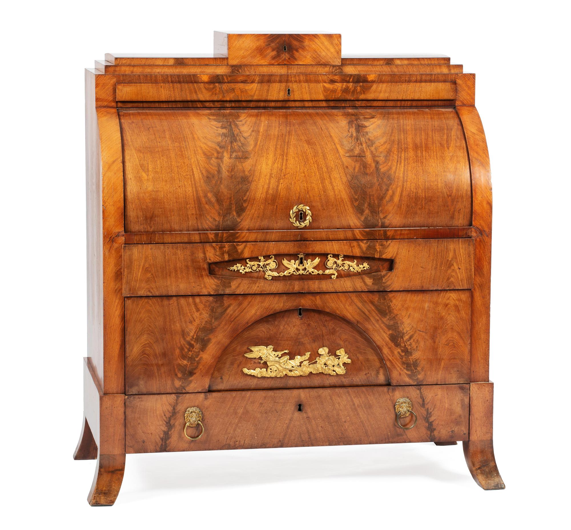 An Empire Style Mahogany Bureau à Cylindre