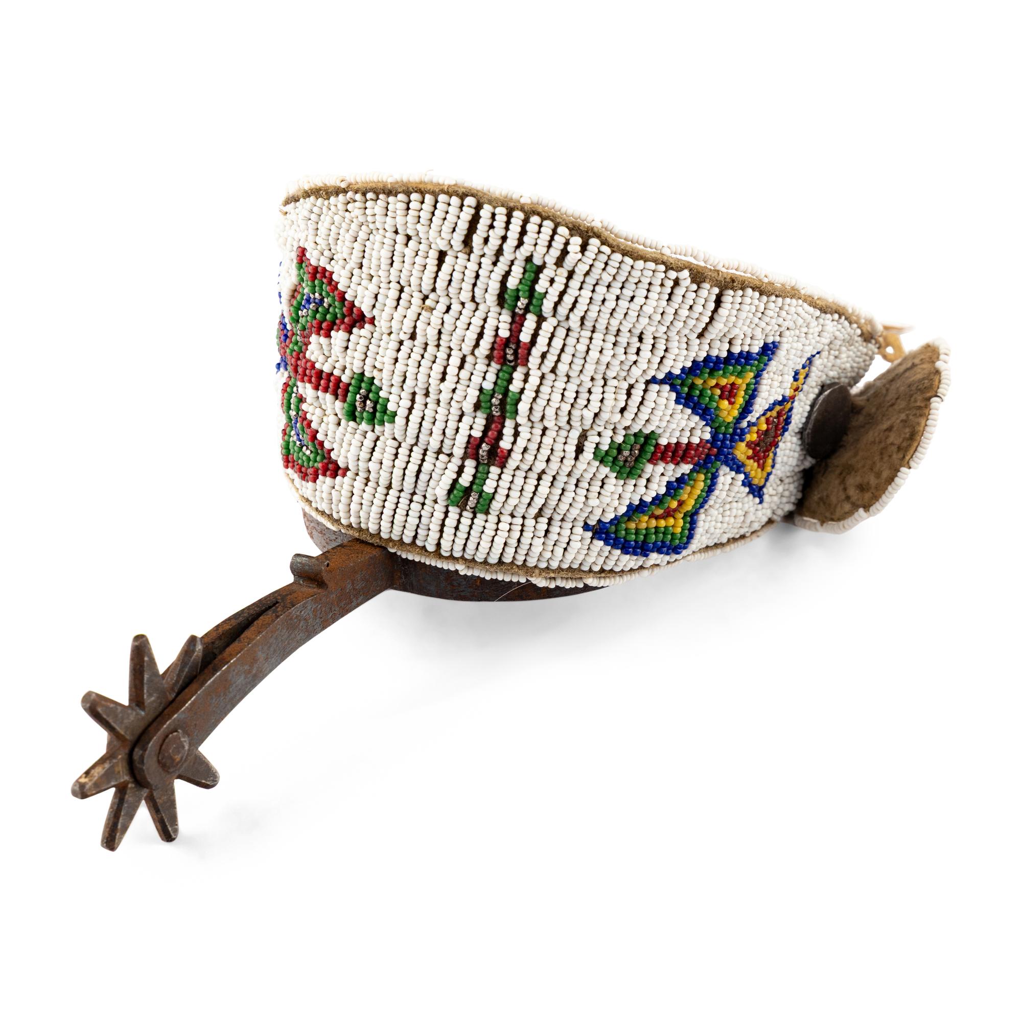 Roweled Iron Spurs with Plains Beaded Spur Straps, Thunderbirds