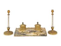 A Charles X Gilt Bronze Mounted Marble Standish