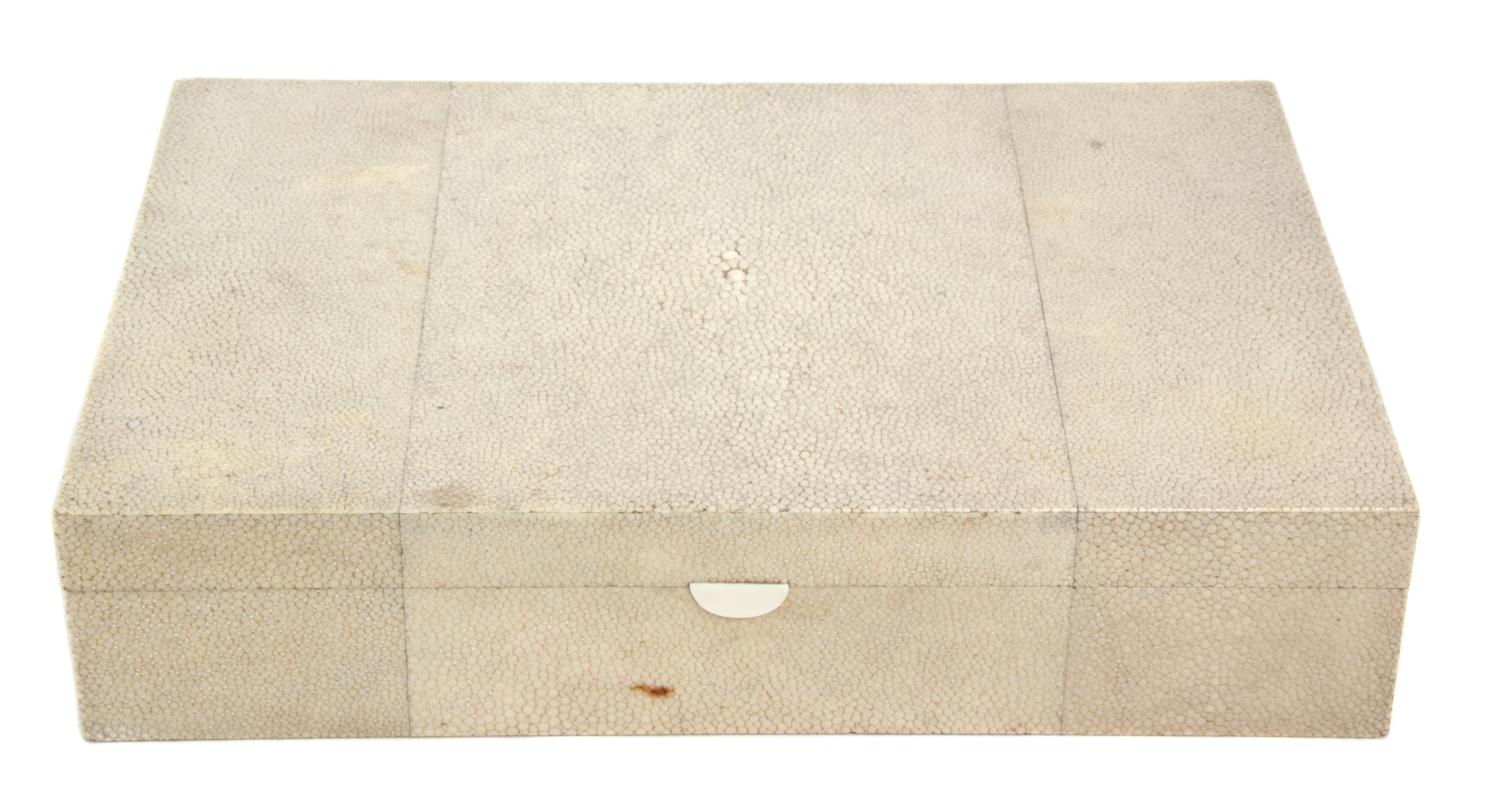 An Ivory Colored Shagreen Box Height 2 1/2 x width 12 x depth 8 inches. — 20TH CENTURY