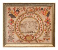 A 'Blowsy Angel' Artist Birth Certificate Fraktur