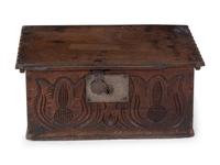 A Folk Art Carved Oak Box