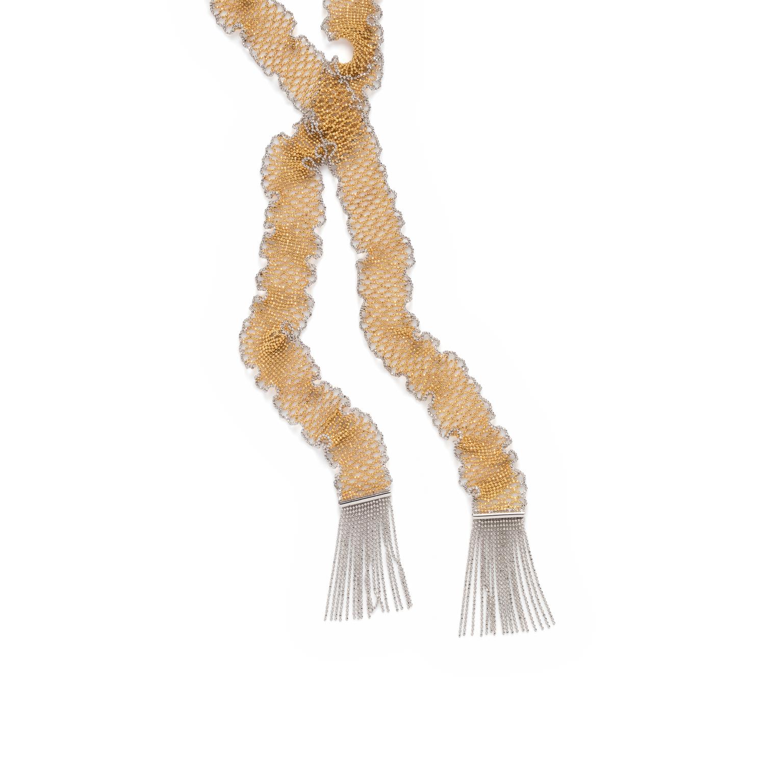 BICOLOR GOLD SCARF NECKLACE