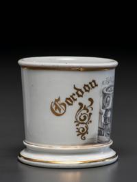 A Porcelain Occupational Shaving Mug Depicting a Cutaway Boiler