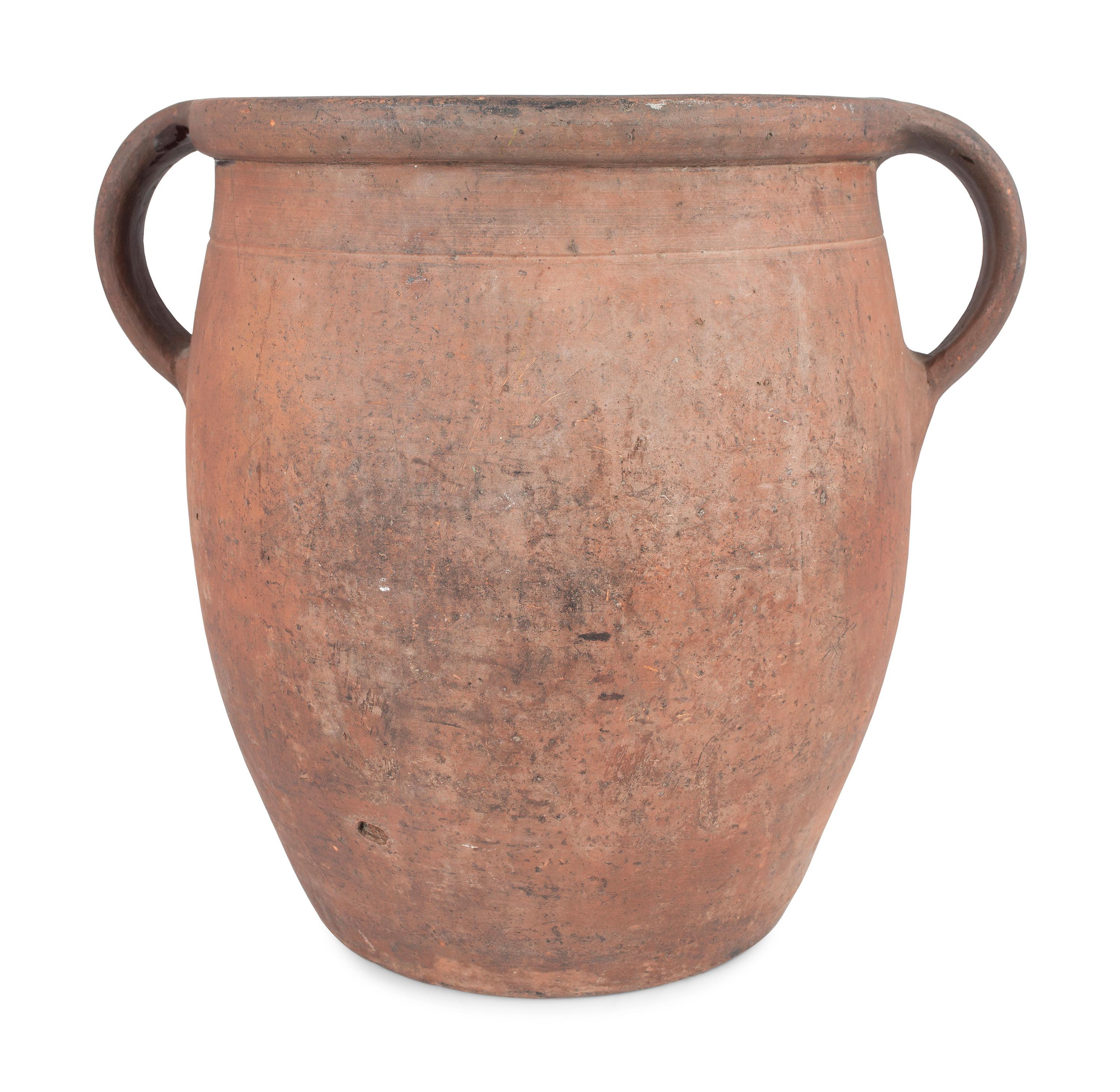 Four Redware Jars with Interior Glaze