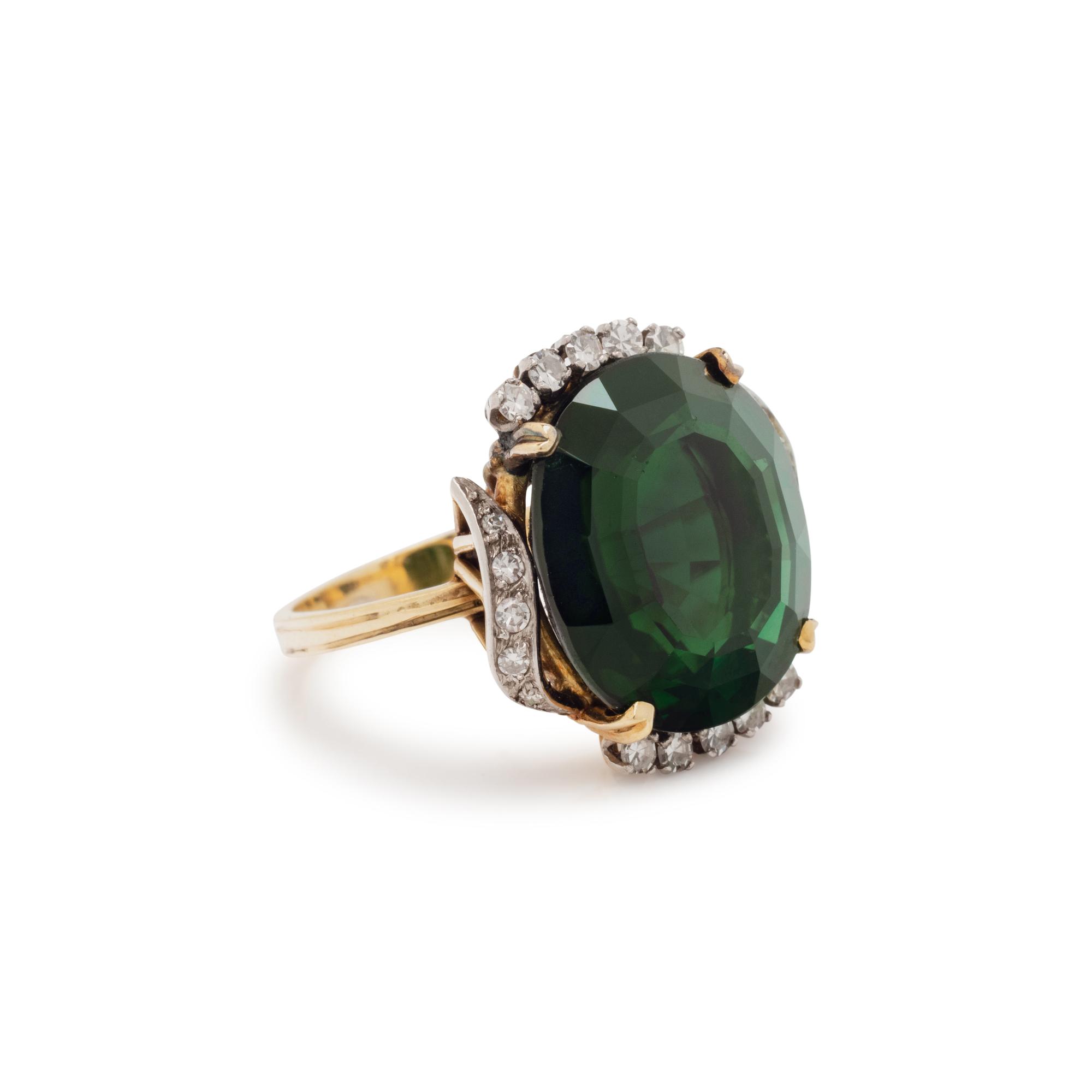 TOURMALINE AND DIAMOND RING