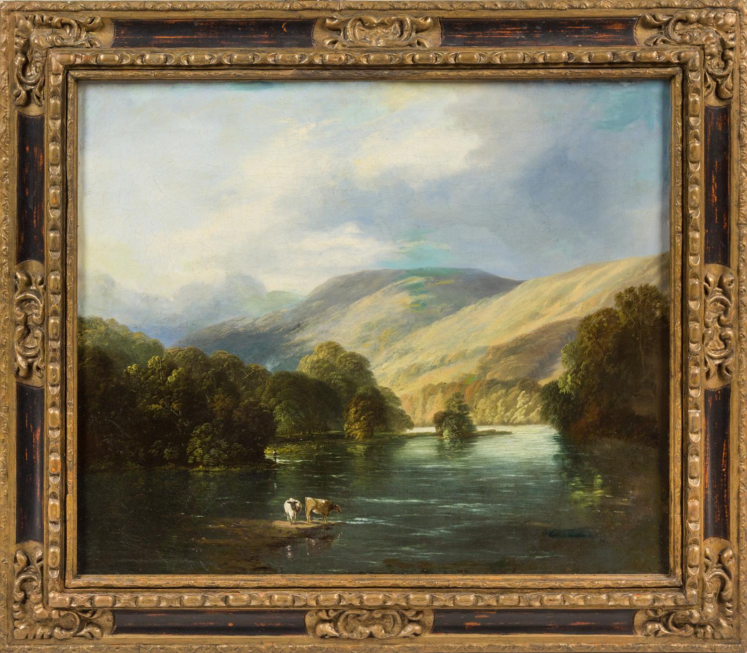 Lionel Smyth, (British, 1839-1918), Landscape with Stream and Cattle