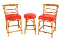 A Pair of Rattan Bar Chairs Height of chair 35 inches.