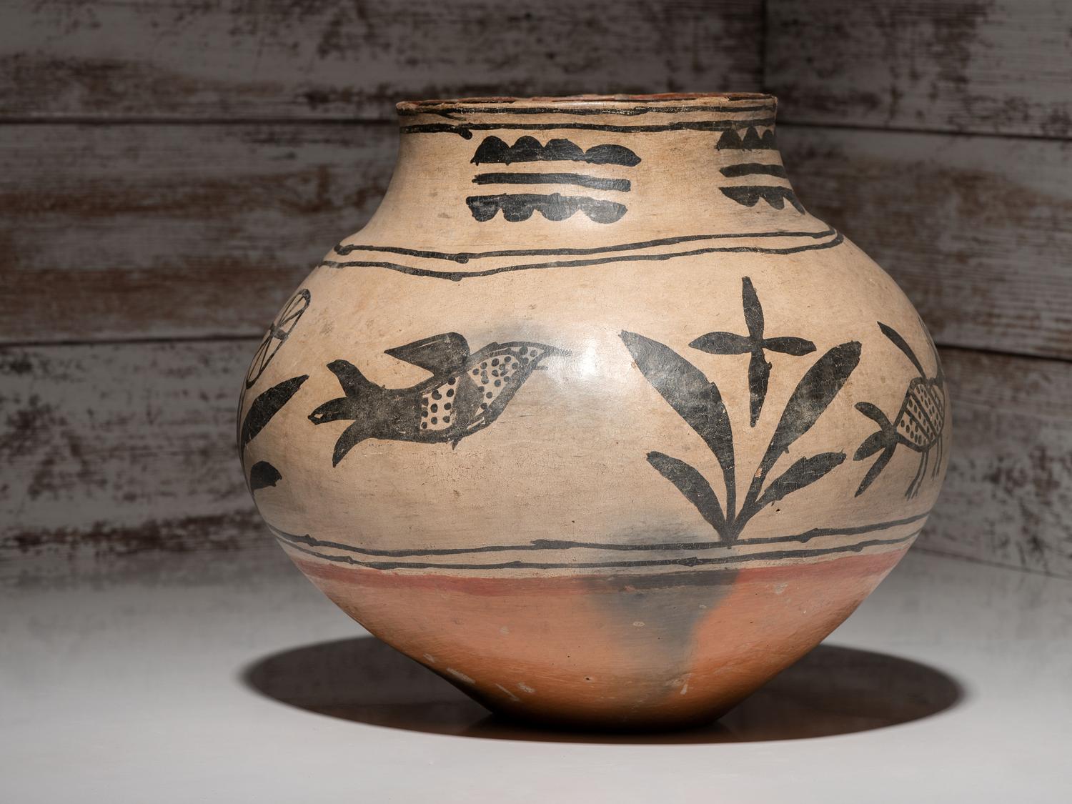 San Ildefonso Pottery Olla, with Zoomorphic Imagery