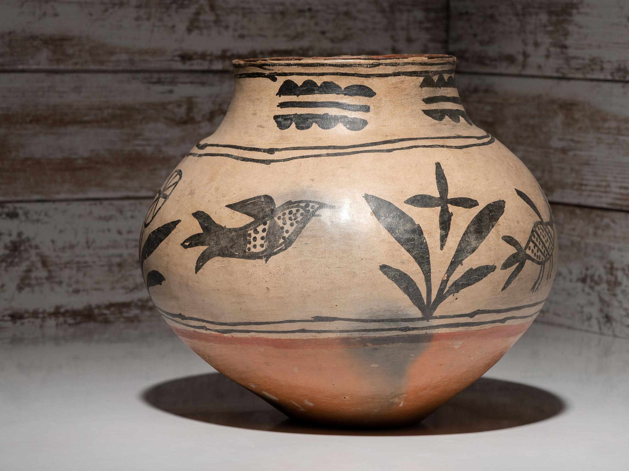 San Ildefonso Pottery Olla, with Zoomorphic Imagery