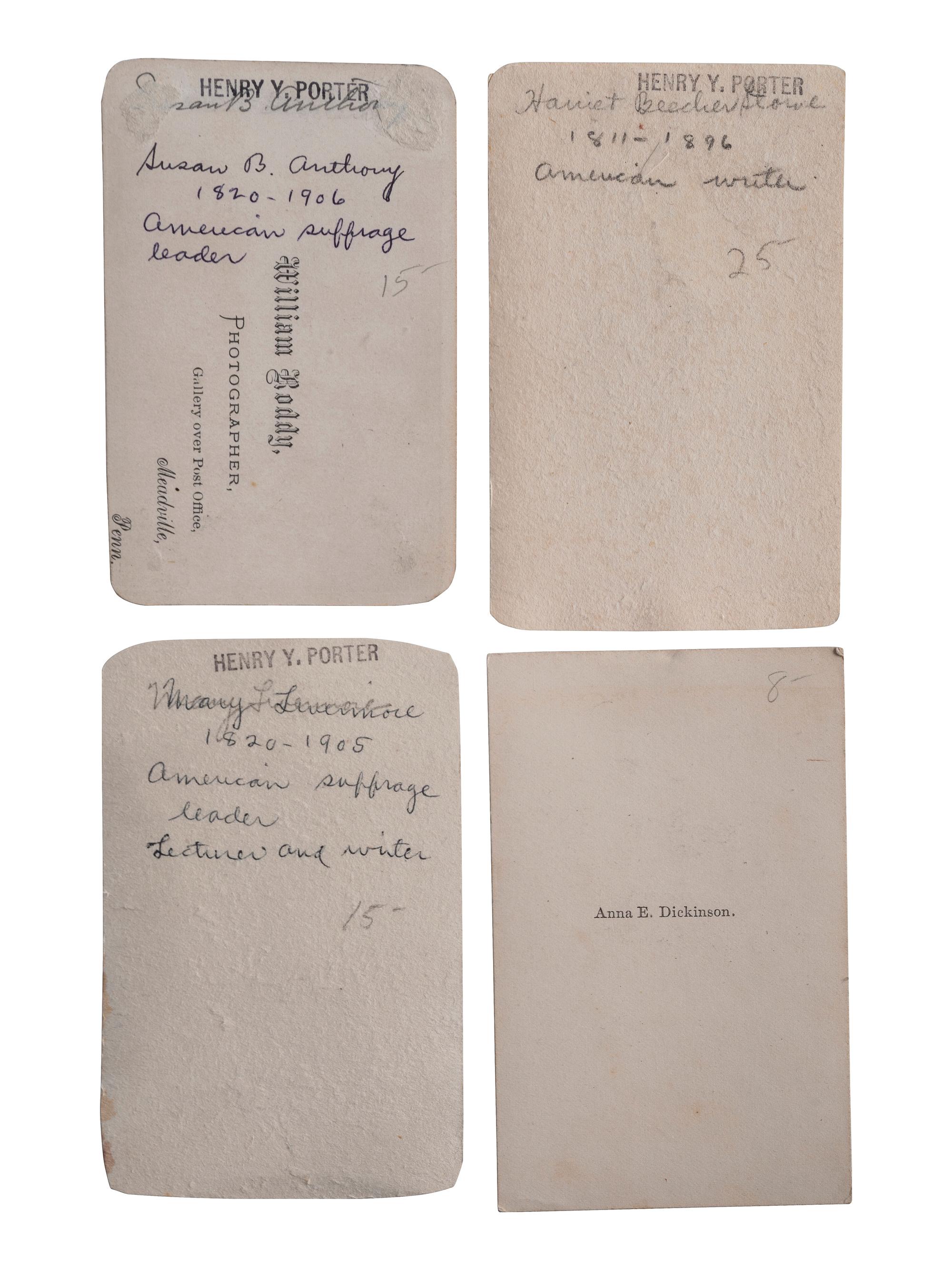 [WOMEN'S SUFFRAGE]. A group of 9 CDVs featuring female suffragists, abolitionists, and reformers.