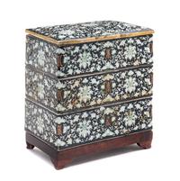 A Famille Noire Porcelain Stacking Box