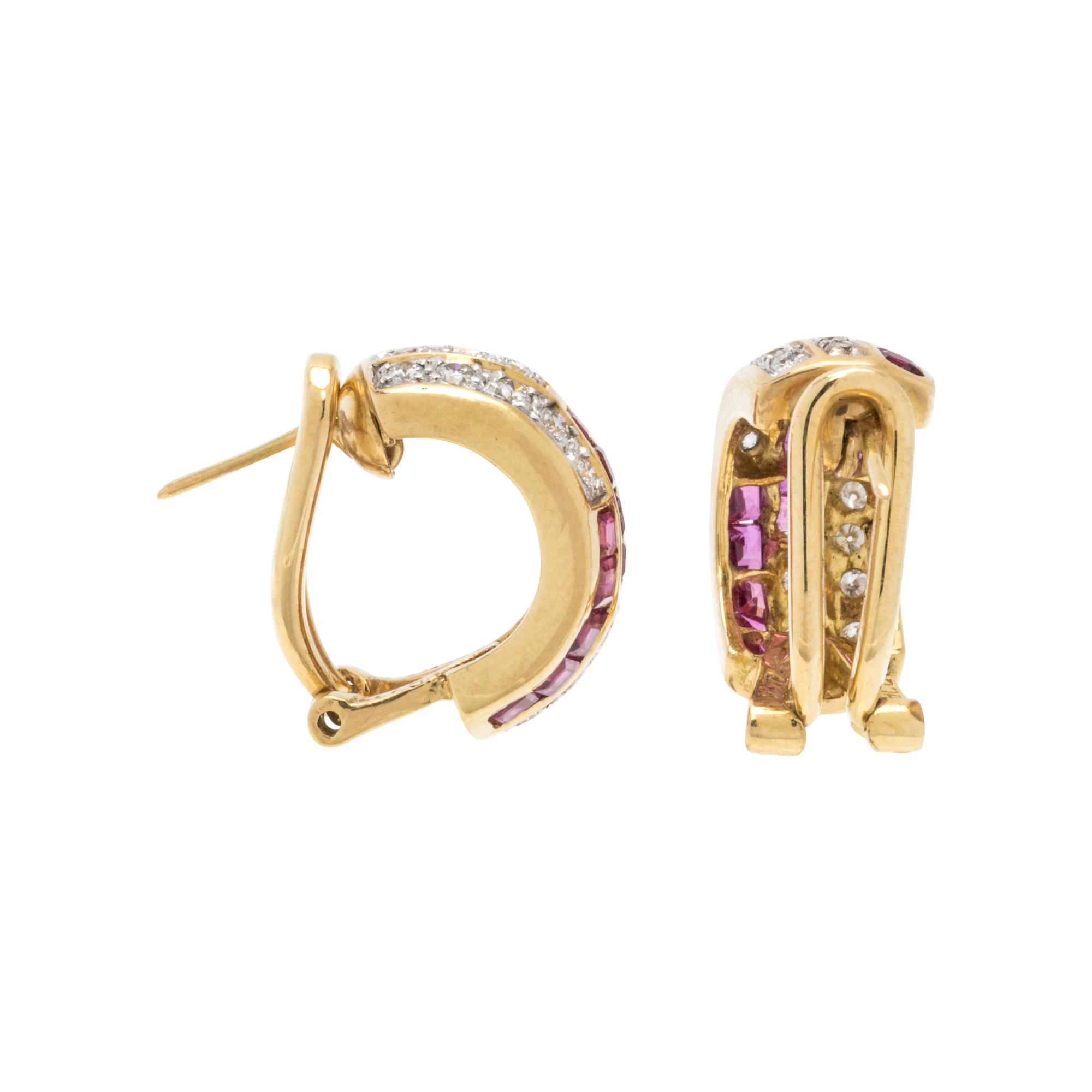 RUBY AND DIAMOND HUGGIE EARCLIPS