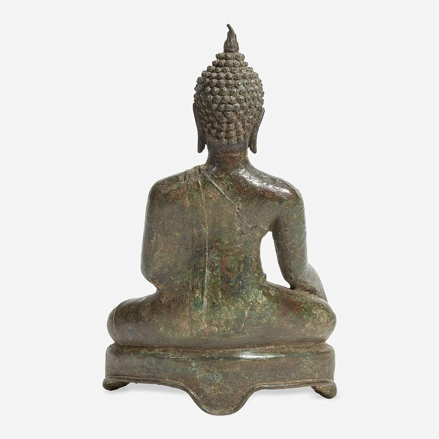A Thai bronze seated Buddha 16th Century