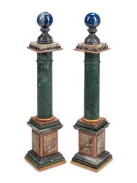 A Pair of Large Grand Tour Style Specimen Marble Column Ornaments