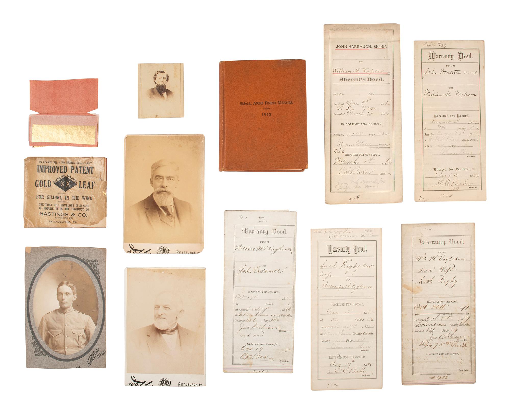 [CIVIL WAR]. Small archive associated with Lt. Col. William M. Vogelson (1831-1892), 27th Ohio Infantry and U.S. Commissary Dept., including a hand-drawn map of frontier stations and a report on "Inspection in the District of Nebraska."