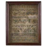 Needlework sampler "Elizabeth Dawson her work in the year 1788"