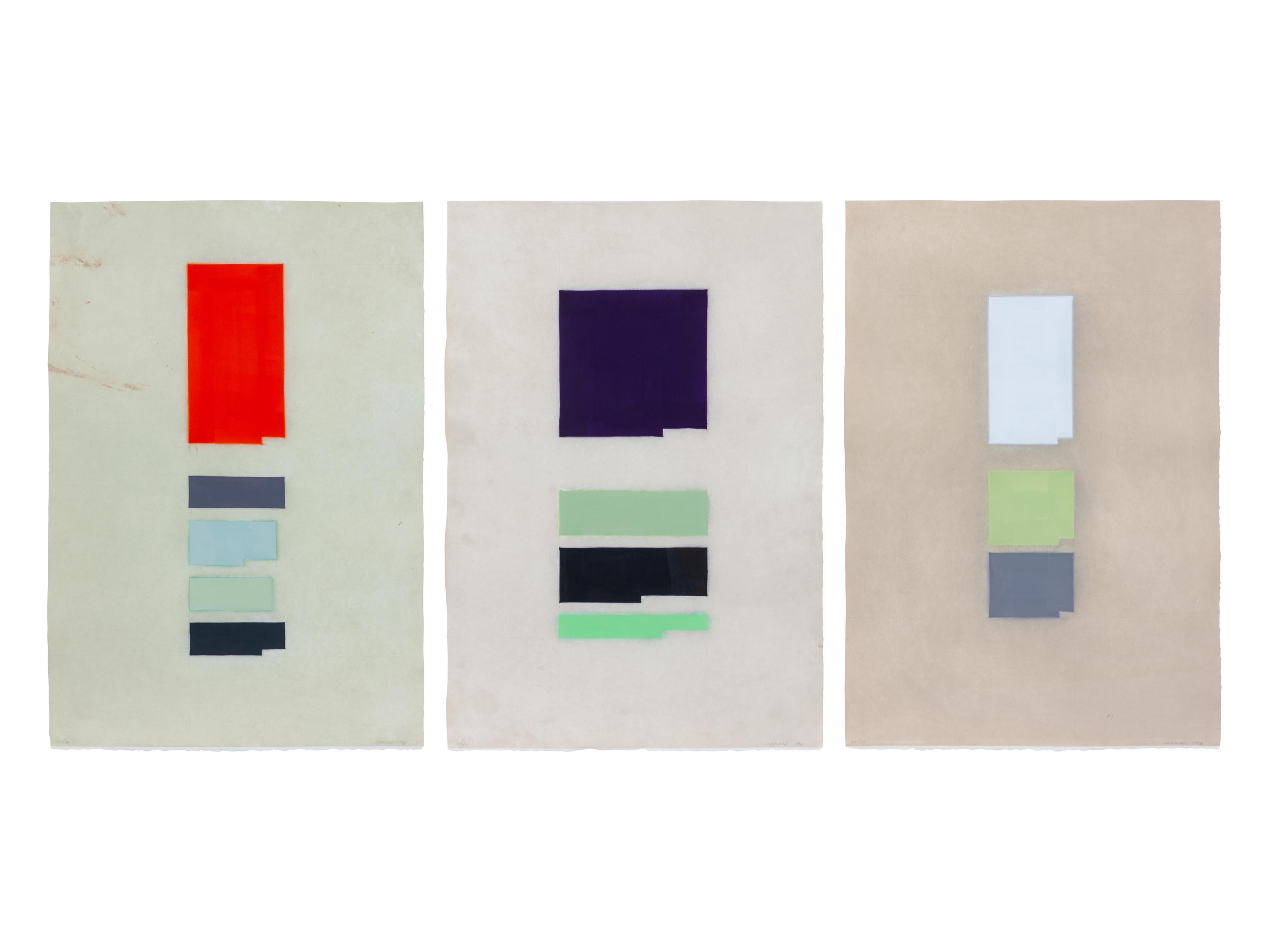 Chrome Orange, Chrome Violet , and Zinc White (A Group of Three Works)