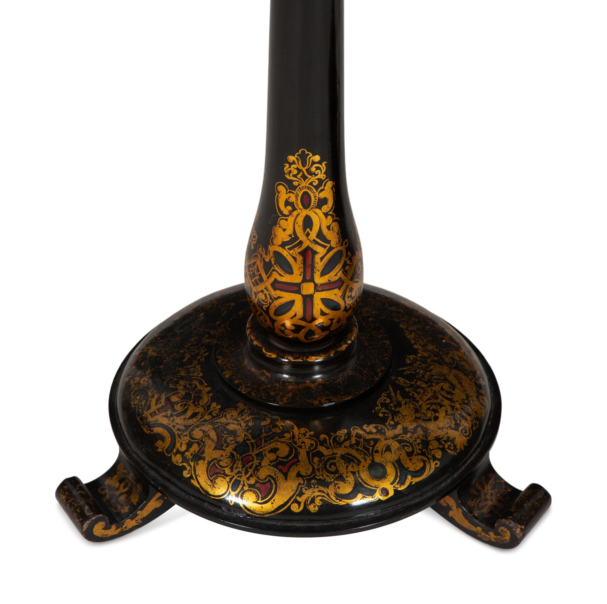 A Pair of English Parcel Gilt and Lacquered Side Tables