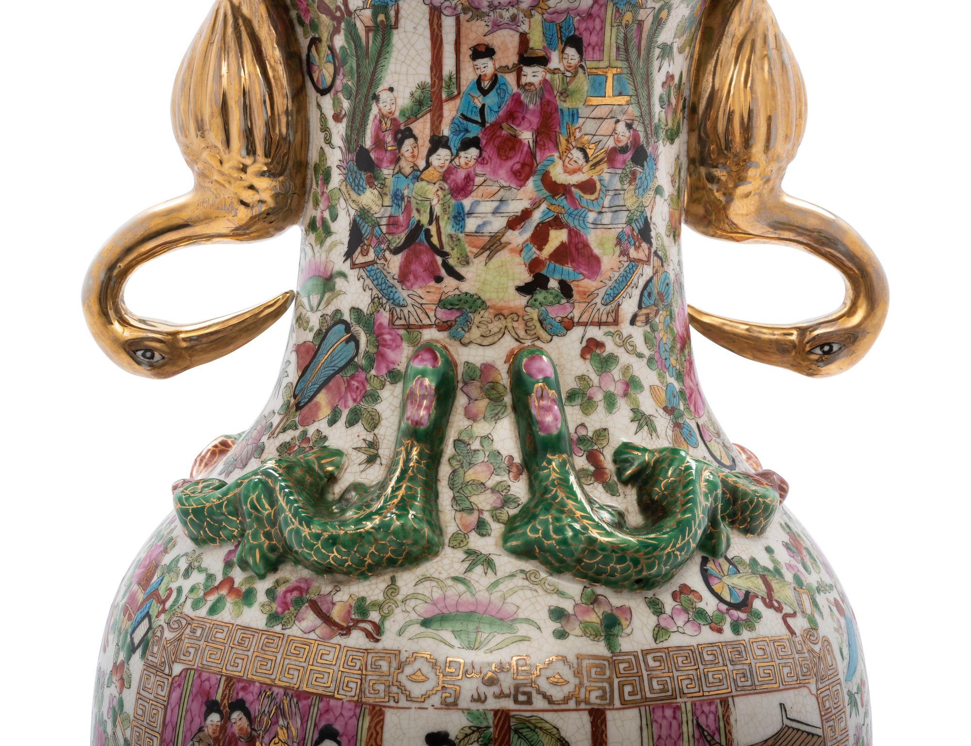 A Pair of Chinese Export Famille Rose Porcelain Vases