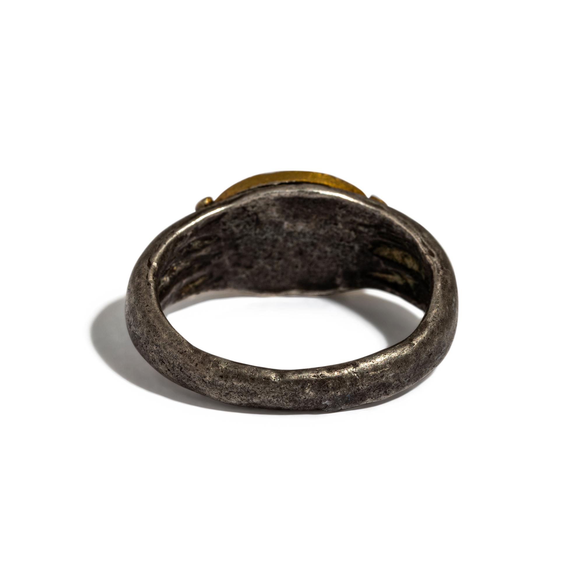A Roman Gilt-Silver and Carnelian Finger Ring with the Goddess Minerva