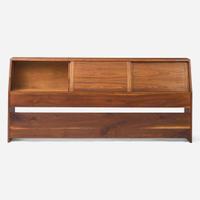 George Nakashima (American, 1905-1990) King-Size Triple Sliding-Door Storage Headboard, New Hope, Pennsylvania, 1967
