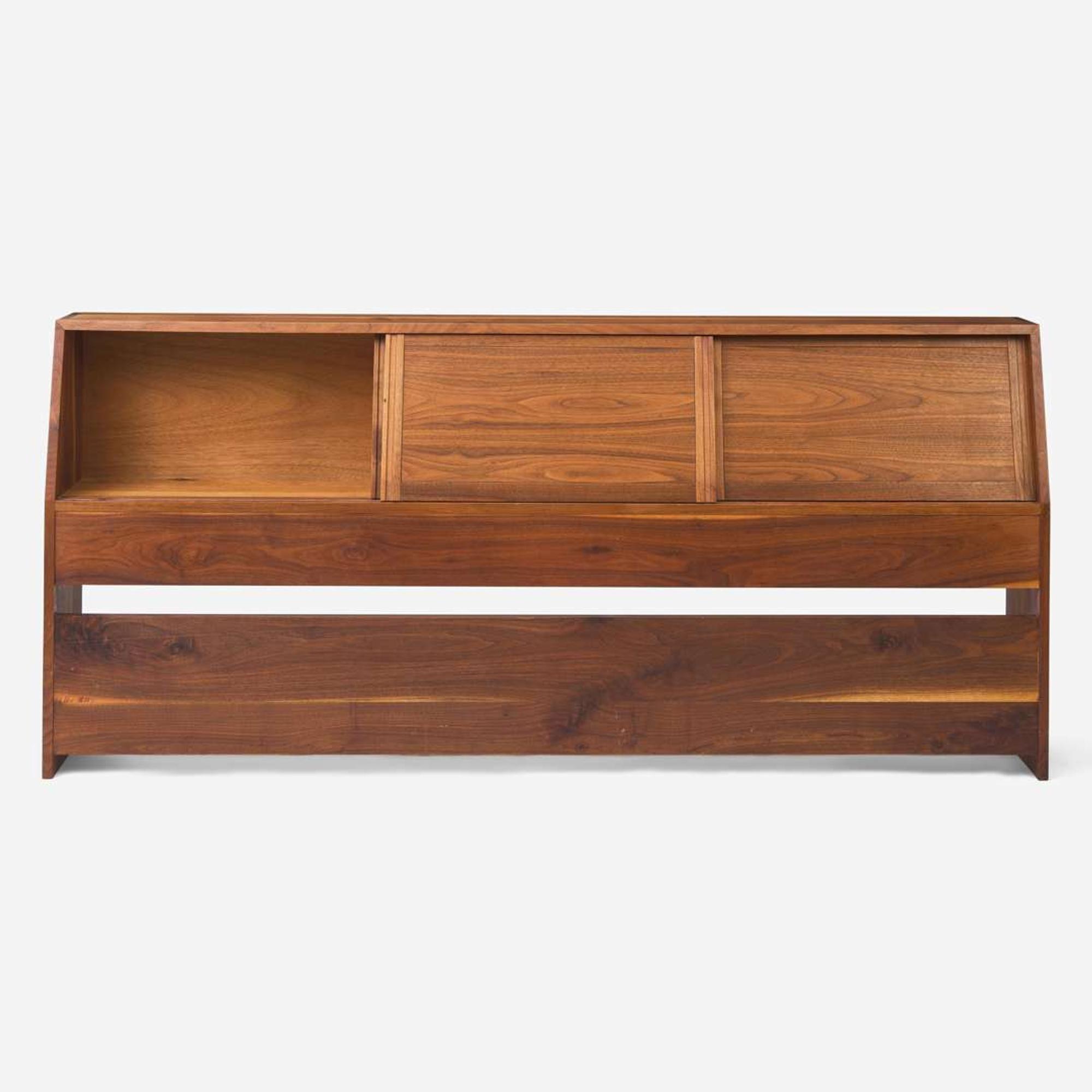 George Nakashima (American, 1905-1990) King-Size Triple Sliding-Door Storage Headboard, New Hope, Pennsylvania, 1967