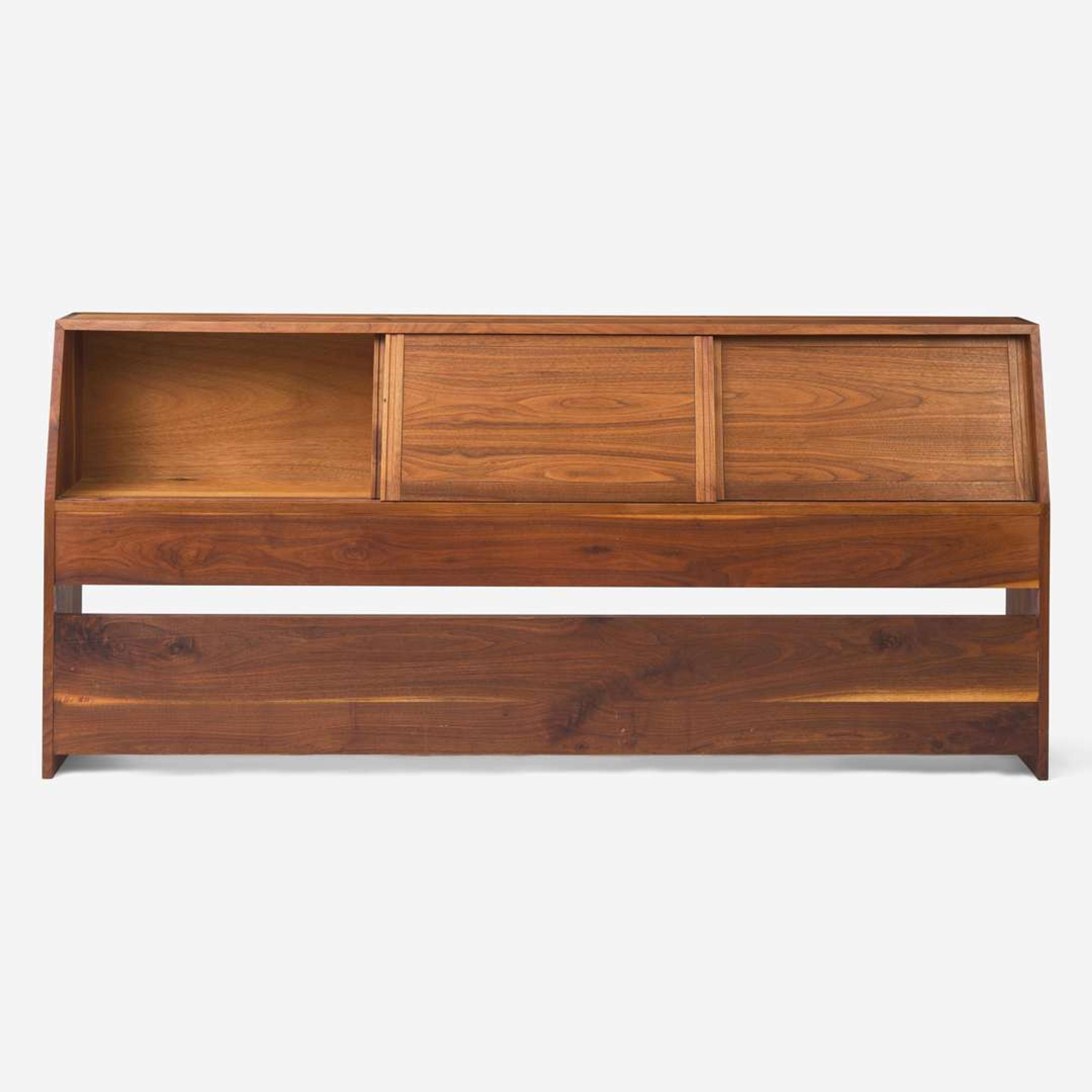 George Nakashima (American, 1905-1990) King-Size Triple Sliding-Door Storage Headboard, New Hope, Pennsylvania, 1967
