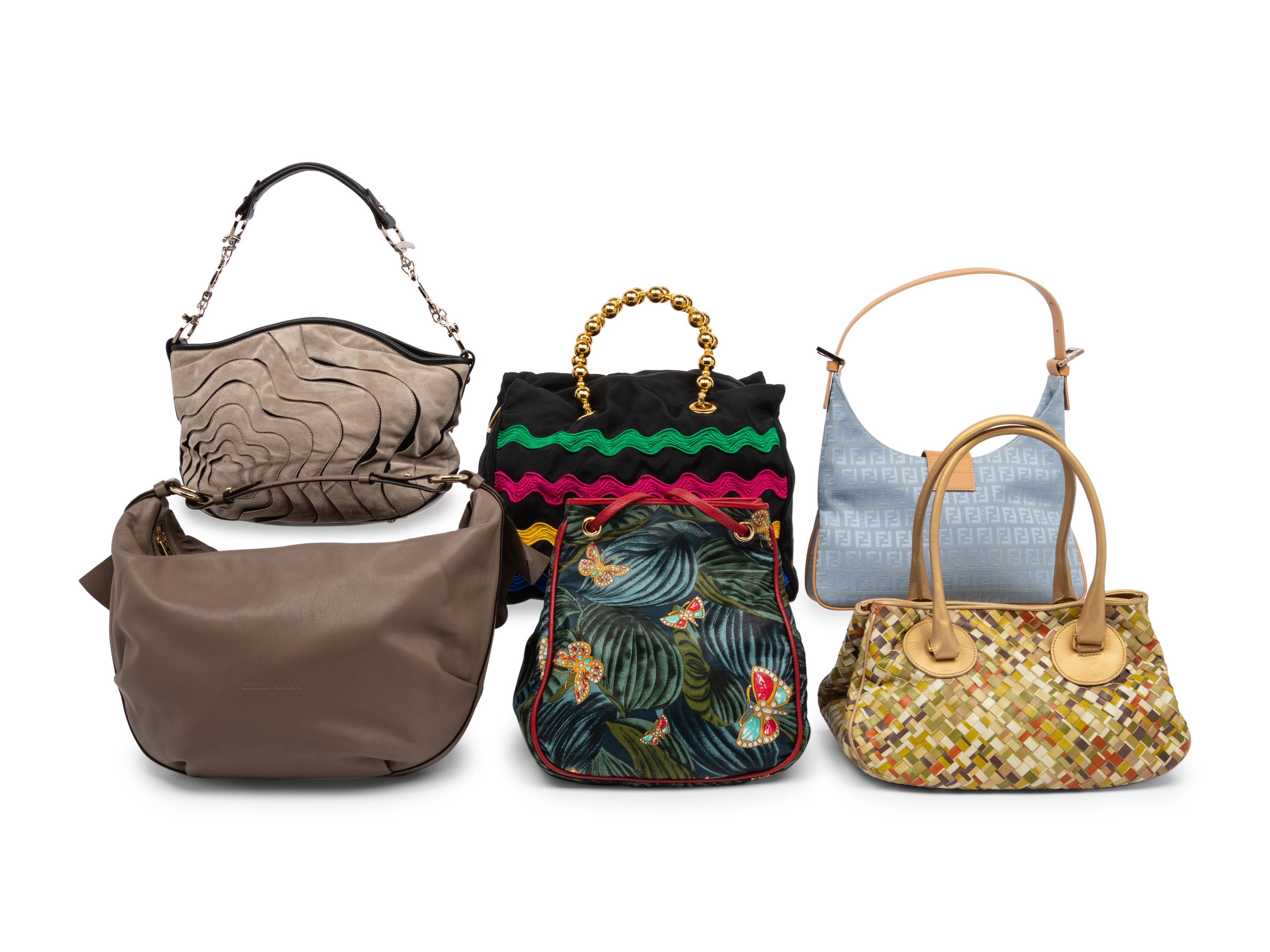 6 Handbags: Fendi, Bottega Veneta, Moschino, Armani, and Mont Blanc